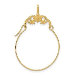 Million Charms 10k Yellow Gold Polished Butterflies Charm Holder Genuine Gold
